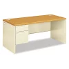 Hon Pedestal Desk, 66" W, 29.5" H, Harvest/Putty, Metal