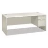 Pedestal Desk, 72" W, 30" H, Light Gray/Silver, Honeycomb-Core Steel