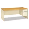 Hon Pedestal Desk, 72" W, 29.5" H, Harvest/Putty, Metal