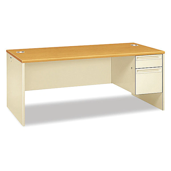 Hon Pedestal Desk, 72" W, 29.5" H, Harvest/Putty, Metal