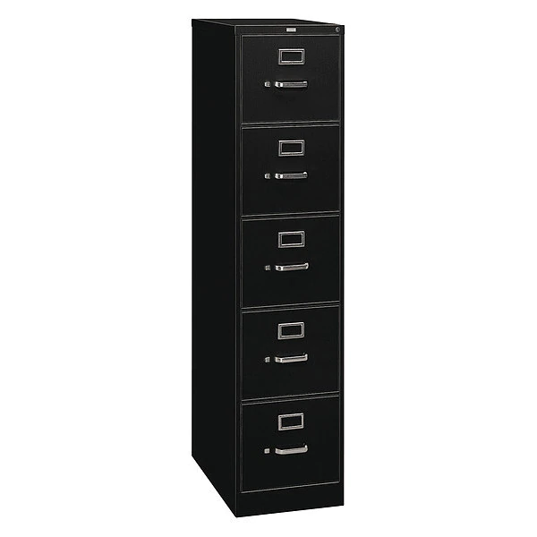 Hon 15" W 5 Drawer File Cabinet, Black, Letter