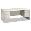 Pedestal Desk, 72" W, 30" H, Light Gray/Silver, Honeycomb-Core Steel