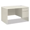 Hon Single Pedestal Desk, 48" Wide, Right, Silver Mesh/Light Gray