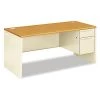 Hon Pedestal Desk, 66" W, 29.5" H, Harvest/Putty, Metal