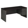Hon Pedestal Desk, 66" W, 29.5" H, Mahogany/Charcoal, Metal