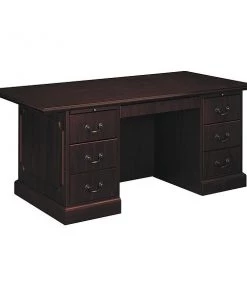 Hon Pedestal Desk, 72" W, 29.5" H, Mahogany, Woodgrain Laminate
