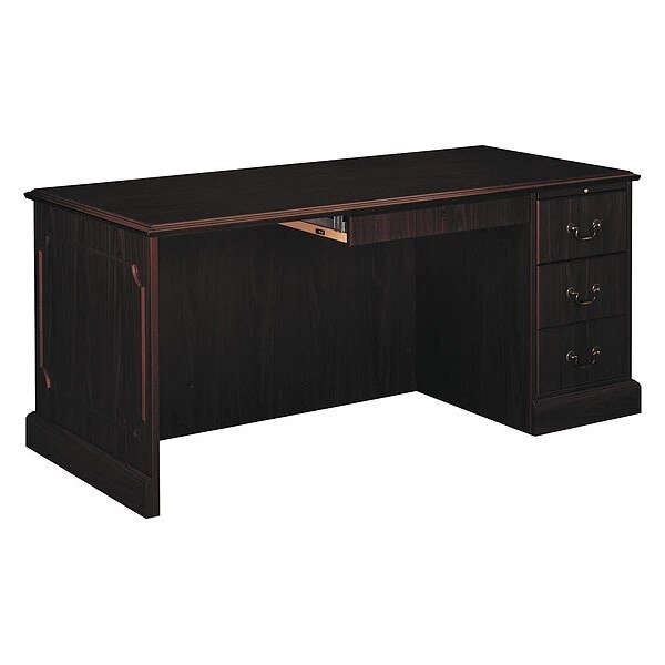Hon Desk Return, 66" W, 29.5" H, Mahogany, Woodgrain Laminate