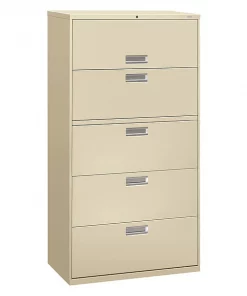 Hon 36" W 5 Drawer File Cabinet, Putty, A4/Legal/Letter