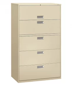 Hon 42" W 5 Drawer File Cabinet, Putty, A4/Legal/Letter