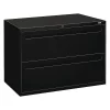 Hon 42" W 2 Drawer File Cabinet, Black, A4/Legal/Letter