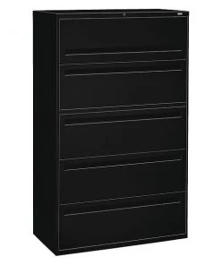 Hon 42" W 5 Drawer File Cabinet, Black, A4/Legal/Letter