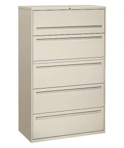 Hon 42" W 5 Drawer File Cabinet, Light Gray, A4/Legal/Letter