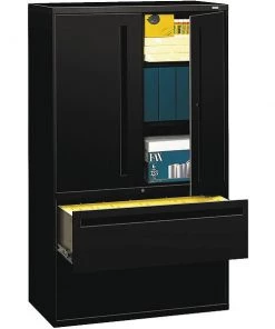 Hon 42" W 5 Drawer File Cabinet, Black, A4/Legal/Letter