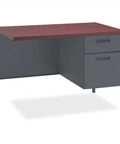 Hon Desk Return, 42" W, 29.5" H, Mahogany/Charcoal, Metal