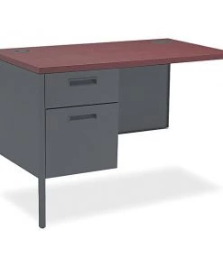 Hon Desk Return, 42" W, 29.5" H, Mahogany/Charcoal, Metal