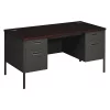 Hon Metro Classic Double Pedestal Desk, 60Wx30Dx29.5H, Mahogany/Charcoal