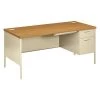 Hon Pedestal Desk, 66" W, 29.5" H, Harvest/Putty, Metal