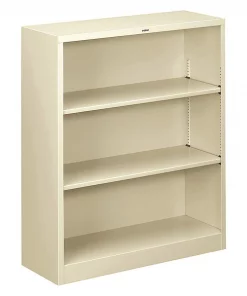 Hon Metal Bookcase, Three-Shelf, 34-1/2w x 12-5/8d x 41h, Putty