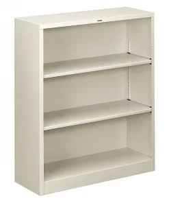 Hon Metal Bookcase, Three-Shelf, 34-1/2w x 12-5/8d x 41h, Light Gray
