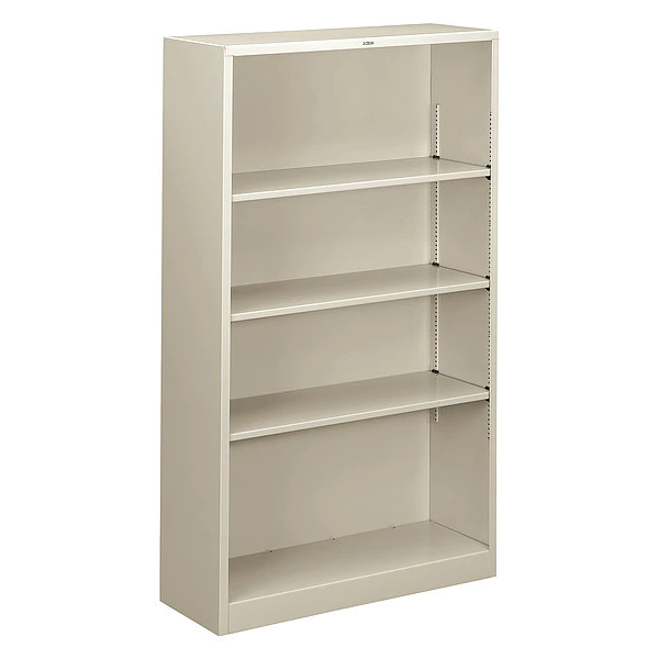 Hon Metal Bookcase, Four-Shelf, 34-1/2w x 12-5/8d x 59h, Light Gray