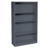 Hon Metal Bookcase, Four-Shelf, 34-1/2w x 12-5/8d x 59h, Charcoal