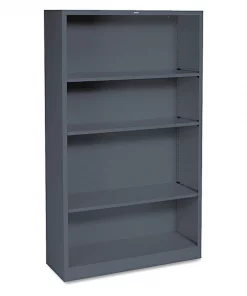 Hon Metal Bookcase, Four-Shelf, 34-1/2w x 12-5/8d x 59h, Charcoal