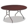 Iceberg Round Folding Table, 29" H, Mahogany Top, Melamine