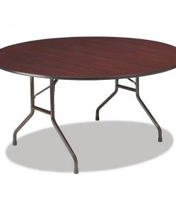 Iceberg Round Folding Table, 29" H, Mahogany Top, Melamine