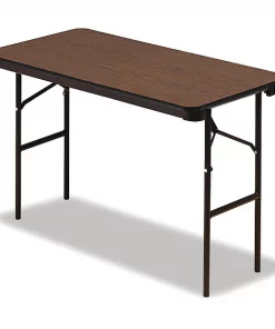 Iceberg Rectangle Folding Table, 48" W, 24" L, 29" H, Walnut Top, Melamine