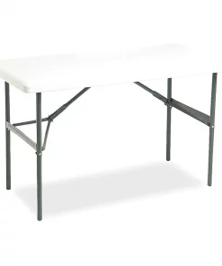 Iceberg Rectangle Folding Table, 48" W, 24" L, 29" H, Platinum Top, Blow-Molded High-Density Polyethylene