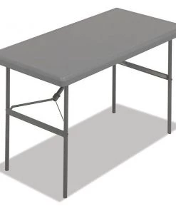 Iceberg Rectangle Folding Table, 48" W, 24" L, 29" H, Charcoal Top, Blow-Molded High-Density Polyethylene