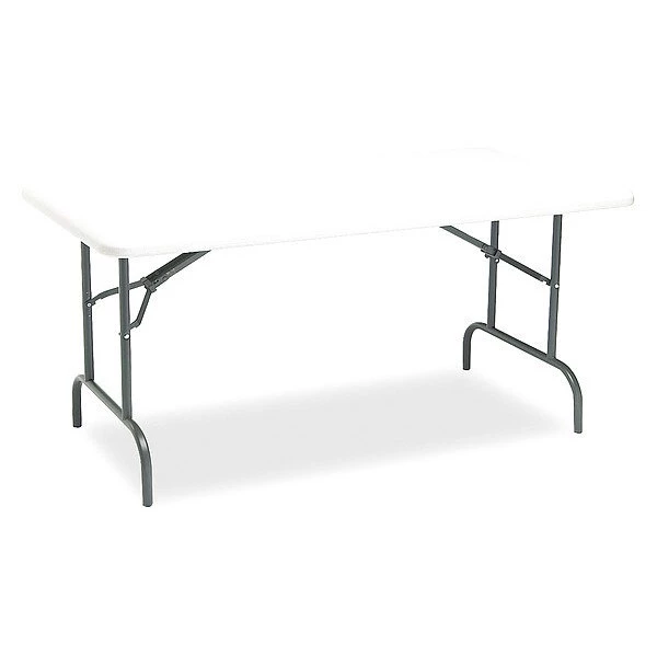 Iceberg Rectangle Folding Table, 60" W, 30" L, 29" H, Platinum Top, Blow-Molded High-Density Polyethylene