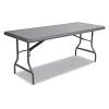 Iceberg Rectangle Folding Table, 72" W, 30" L, 29" H, Charcoal Top, Blow-Molded High-Density Polyethylene