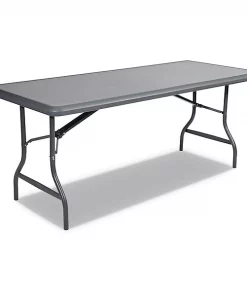 Iceberg Rectangle Folding Table, 72" W, 30" L, 29" H, Charcoal Top, Blow-Molded High-Density Polyethylene