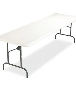 Iceberg Rectangle Folding Table, 96" W, 30" L, 29" H, Platinum Top, Blow-Molded High-Density Polyethylene