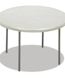 Iceberg Round Folding Table, 29" H, Platinum Top, Blow-Molded High-Density Polyethylene
