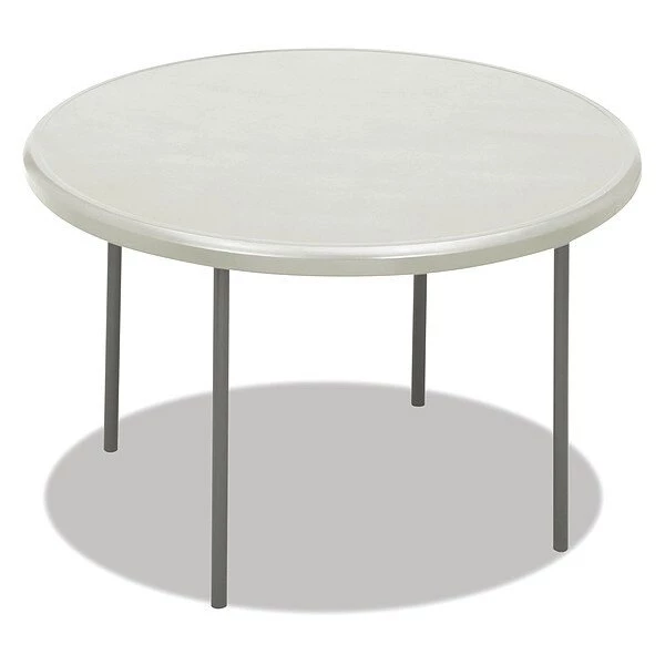 Iceberg Round Folding Table, 29" H, Platinum Top, Blow-Molded High-Density Polyethylene