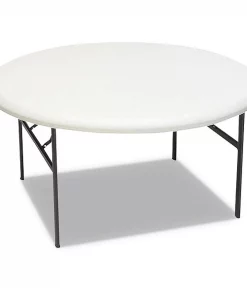 Iceberg Round Folding Table, 60" W, 60" L, 29" H, Platinum Top, Blow-Molded High-Density Polyethylene