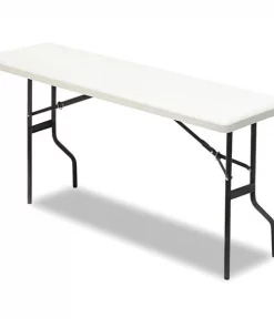 Iceberg Rectangle Folding Table, 72" W, 18" L, 29" H, Platinum Top, Blow-Molded High-Density Polyethylene