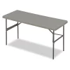 Iceberg Rectangle Folding Table, 60" W, 24" L, 29" H, Charcoal Top, Blow-Molded High-Density Polyethylene
