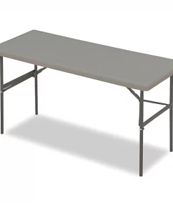 Iceberg Rectangle Folding Table, 60" W, 24" L, 29" H, Charcoal Top, Blow-Molded High-Density Polyethylene