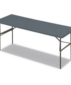 Iceberg Rectangle Folding Table, 72" W, 24" L, 29" H, Charcoal Top, Blow-Molded High-Density Polyethylene