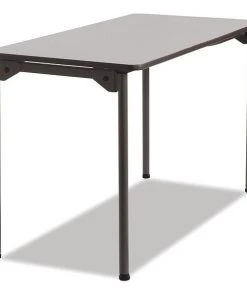 Iceberg Rectangle Folding Table, 48" W, 24" L, 29.5" H, Gray Top, Melamine Laminate