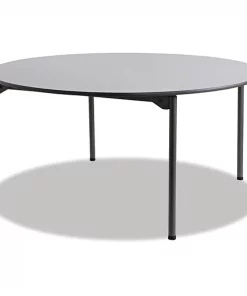 Iceberg Round Folding Table, 29.5" H, Gray Top, Melamine Laminate