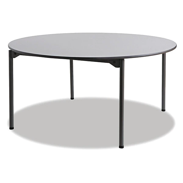 Iceberg Round Folding Table, 29.5" H, Gray Top, Melamine Laminate