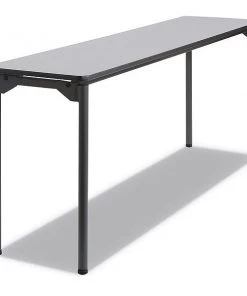 Iceberg Rectangle Folding Table, 72" W, 18" L, 29.5" H, Gray Top, Melamine Laminate