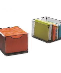 Safco Onyx Mesh Cube Bins, 12 1/2w x 14d x 10h, Black, 2/Pack