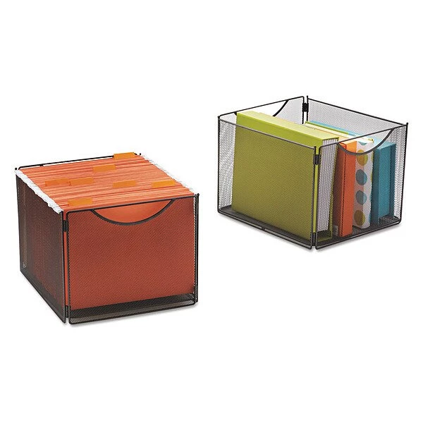 Safco Onyx Mesh Cube Bins, 12 1/2w x 14d x 10h, Black, 2/Pack