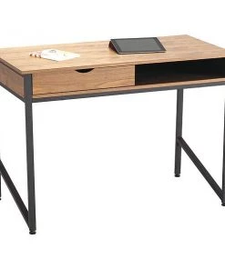 Safco Office Desk, 43.25" W, 30.75" H, Natural/Black, Steel