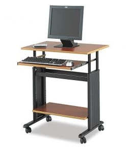 Safco Adjustable Desk, 29.5" W, 34" H, Cherry/Black, PVC; Steel